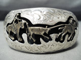 Detailed Al Payton Vintage Native American Navajo Sterling Silver Gold Horse Bracelet-Nativo Arts