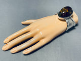 Important Unique Native American Navajo Amber Sterling Silver Bracelet Cuff-Nativo Arts
