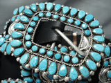 Authentic Native American Navajo Victor Moses Begay Turquoise Sterling Silver Concho Belt-Nativo Arts