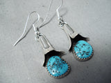 Fantastic Navajo Turquoise Sterling Silver Earrings Native American-Nativo Arts