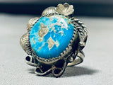 Superior Vintage Native American Navajo Kingman Turquoise Sterling Silver Ring-Nativo Arts