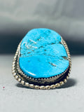 Massive Vintage Native American Navajo Morenci Turquoise Sterling Silver Ring-Nativo Arts