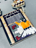 Important Vintage Native American Navajo Rug Sterling Silver Inlay Squash Blossom Necklace-Nativo Arts