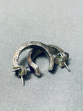 One Of Most Intricate Signed Vintage Native American Navajo Turquoise Sterling Silver Earrings-Nativo Arts