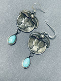 Amazing Native American Navajo Kingman Turquoise Sterling Silver Earrings Signed-Nativo Arts