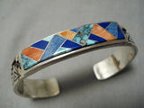 Important Vintage Native American Navajo Earl Plummer Turquoise Inlay Sterling Silver Bracelet-Nativo Arts