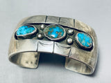 Amazing Vintage Native American Navajo Blue Gem Turquoise Sterling Silver Bracelet-Nativo Arts