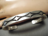 Important Deep Stamp Artist Vintage Native American Navajo Sterling Silver Bracelet Cuff-Nativo Arts
