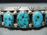 Dynamic Vintage Native American Navajo Kingman Turquoise Sterling Silver Bracelet Old-Nativo Arts