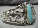 Stunning Vintage Native American Navajo Domed Turquoise Sterling Silver Bracelet Old-Nativo Arts