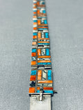 One Of The Most Intricate Vintage Native American Navajo Turquoise Sterling Silver Bracelet-Nativo Arts