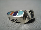 Important Double Technique Native American Navajo Turquoise Sterling Silver Ring-Nativo Arts