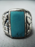 Tremendous Native American Navajo Kingman Turquoise Sterling Silver Huge Ring-Nativo Arts