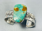 Amazing Vintage Native American Navajo Gigantic Royston Turquoise Sterling Silver Bracelet-Nativo Arts
