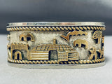 Dynamic Native American Navajo Sterling Silver & 12k Gold Storyteller Bracelet Signed-Nativo Arts