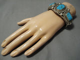 Important Vintage Native American Navajo Ricky Martinez Turquoise Sterling Silver Bracelet Cuff-Nativo Arts