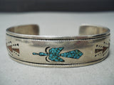 One Of Most Rare Vintage Native American Navajo Thomas Singer Turquoise Sterling Silver Bracelet-Nativo Arts