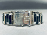 Best Vintage Native American Navajo Black Stone Sterling Silver Link Clasp Bracelet-Nativo Arts