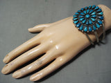 Incredible Vintage Native American Navajo Blue Gem Turquoise Cluster Sterling Silver Bracelet-Nativo Arts