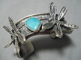 Detailed!! Navajo Turquoise Dragonfly Sterling Silver Native American Bracelet-Nativo Arts