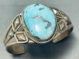 Colossal Vintage Native American Navajo Godber Turquoise Sterling Silver Huge Bracelet-Nativo Arts