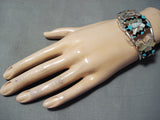 Exquisite Zuni Turquoise Sterling Silver Butterfly Bracelet Native American-Nativo Arts