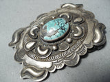 Al Sanchez Vintage Native American Navajo Spiderweb Turquoise Sterling Silver Buckle Old-Nativo Arts