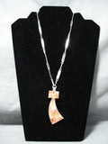 Fascinating Navajo Orange Spiny Oyster Sterling Silver Necklace Native American-Nativo Arts