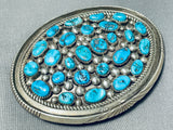 Astounding Vintage Native American Navajo Kingman Turquoise Sterling Silver Buckle Signed-Nativo Arts