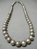 Fabulous Vintage Native American Navajo Sterling Silver Bead Necklace Old-Nativo Arts