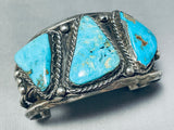 Museum Vintage Native American Navajo Kingman Turquoise Sterling Silver Bracelet-Nativo Arts