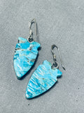 Fascinating Native American Navajo Turquoise Sterling Silver Earrings-Nativo Arts