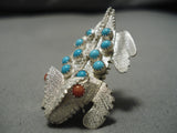 Important Vintage Native American Navajo Sterling Silver Turquoise Horned Toad Pin-Nativo Arts