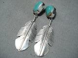 Magnificent Navajo Royston Turquoise Sterling Silver Earrings Native American-Nativo Arts