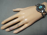 Thick Vintage Native American Navajo Carico Lake Turquoise Sterling Silver Bracelet Cuff-Nativo Arts