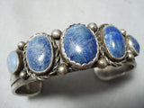 Thick Vintage Native American Navajo Lapis Sterling Silver Bracelet Cuff-Nativo Arts