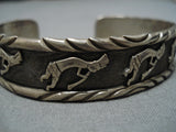 Astonishing Vintage Native American Navajo Francis Sterling Silver Kokopelli Bracelet Old-Nativo Arts