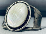 Massive Vintage Native American Navajo Mother Of Pearl Sterling Silver Bracelet-Nativo Arts