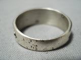 Intricate Vintage Native American Navajo Turquoise Inlay Sterling Silver Ring Old-Nativo Arts