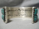 Exquisite Native American Navajo Green Turquoise Mosaic Inlay Sterling Silver Heavy Bracelet-Nativo Arts