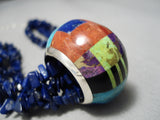 Native American Important Vintage Santo Domngo Lapis Turquoise Sterling Silver Necklace-Nativo Arts