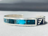 Very Rare Vintage Native American Navajo Blue Wind Turquoise Sterling Silver Bracelet-Nativo Arts