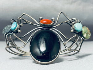 Extreme Workmanship Vintage Native American Navajo Spider Coral Sterling Silver Bracelet-Nativo Arts
