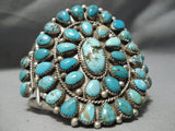 Chunky Rare Vintage Native American Navajo Blue Diamond Turquoise Sterling Silver Bracelet Old-Nativo Arts