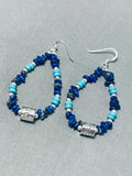 Marvelous Native American Navajo Lapis & Turquoise Sterling Silver Earrings-Nativo Arts