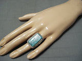 Gigantic Signed Native American Navajo Turquoise Sterling Silver Ring-Nativo Arts