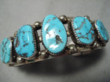 Superior Vintage Native American Navajo Sleeping Beauty Turquoise Sterling Silver Bracelet Old-Nativo Arts