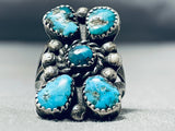 Native American Phenomenal Vintage Navajo Pilot Mountain Turquoise Sterling Silver Ring-Nativo Arts