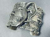 Colossal Gecko Native American Sterling Silver Bracelet Cuff-Nativo Arts