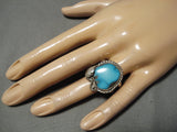 Amazing Vintage Native American Navajo Bisbee Turquoise Sterling Silver Ring Old-Nativo Arts